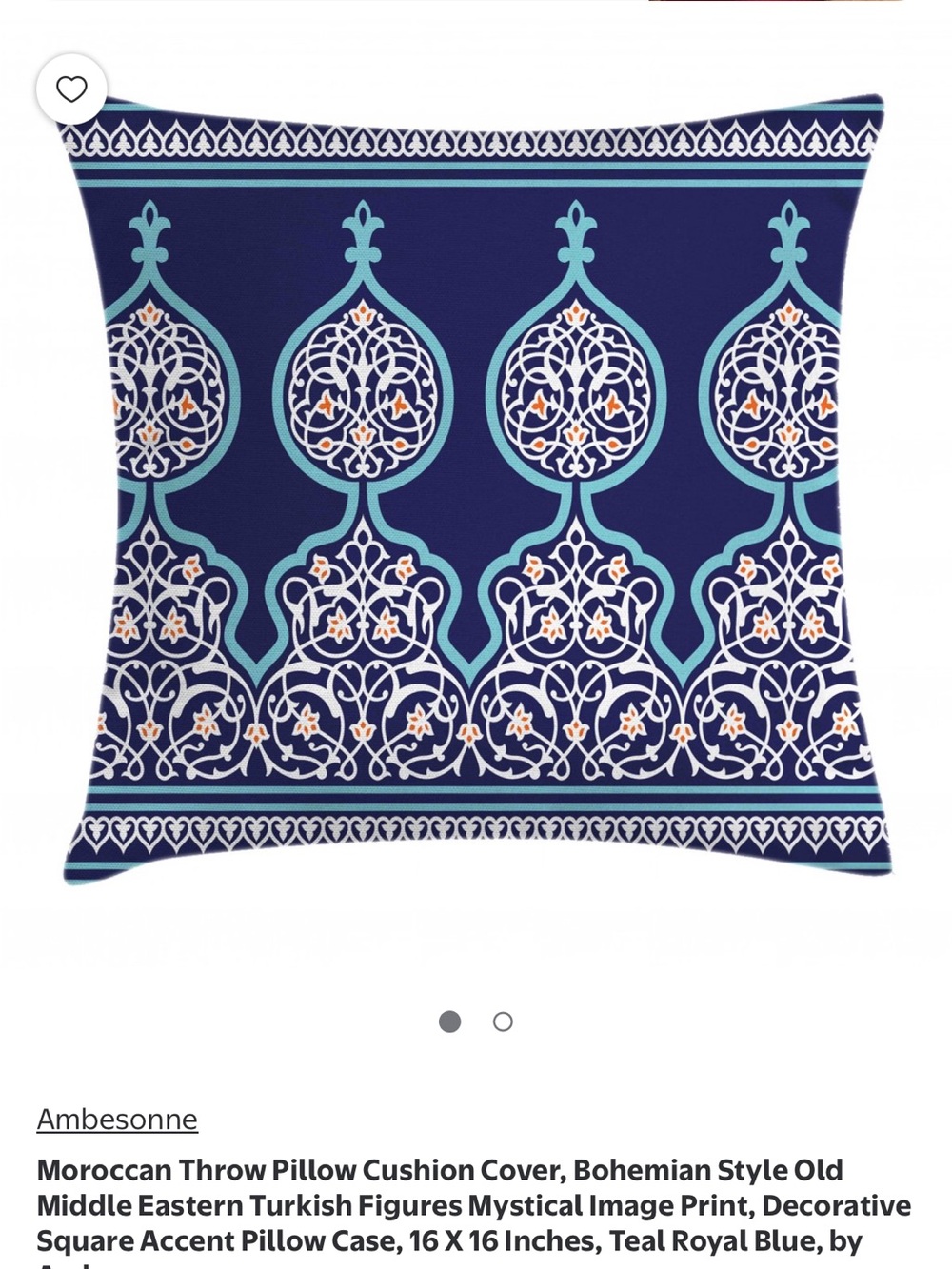 Ambesonne Teal and Navy Blue Moroccan Pattern Accent Pillow Cover